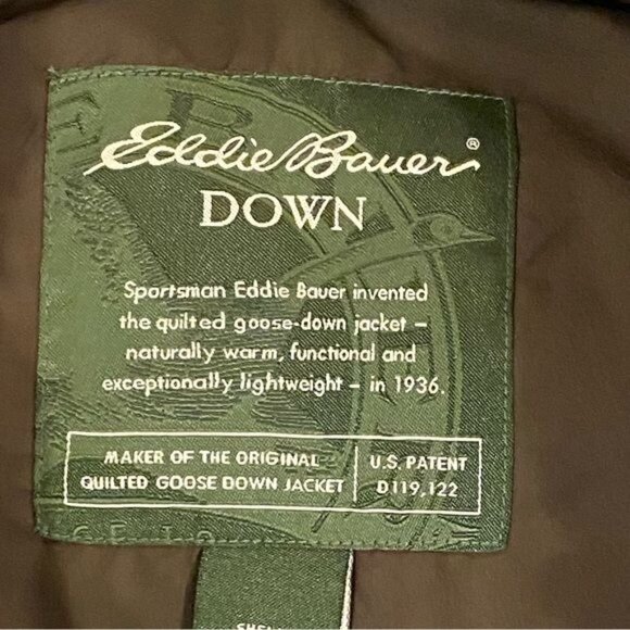 Eddie Bauer Women’s Goose Down Puffer Vest Size Large Brown Faux Fur Collar - Picture 9 of 10